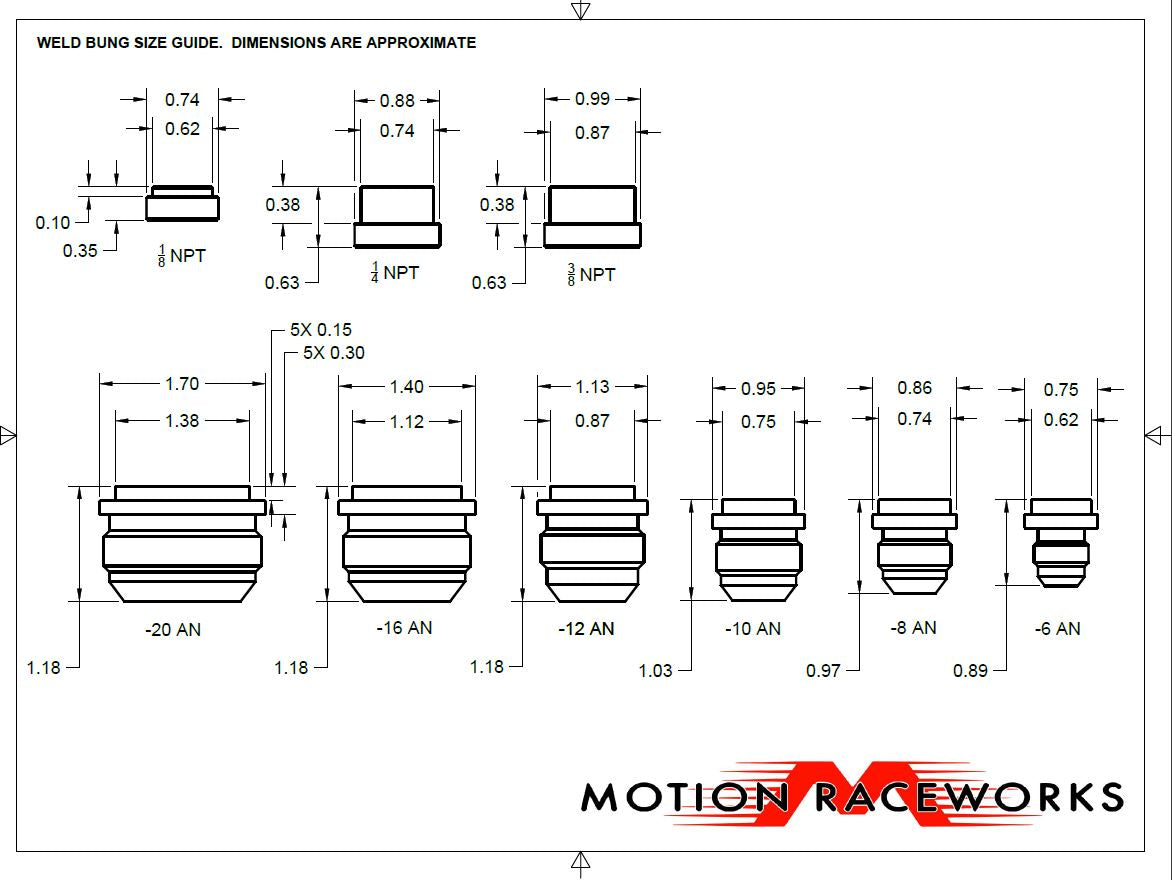 -10 AN Weld Bung Aluminum 34-40010-Motion Raceworks-Motion Raceworks