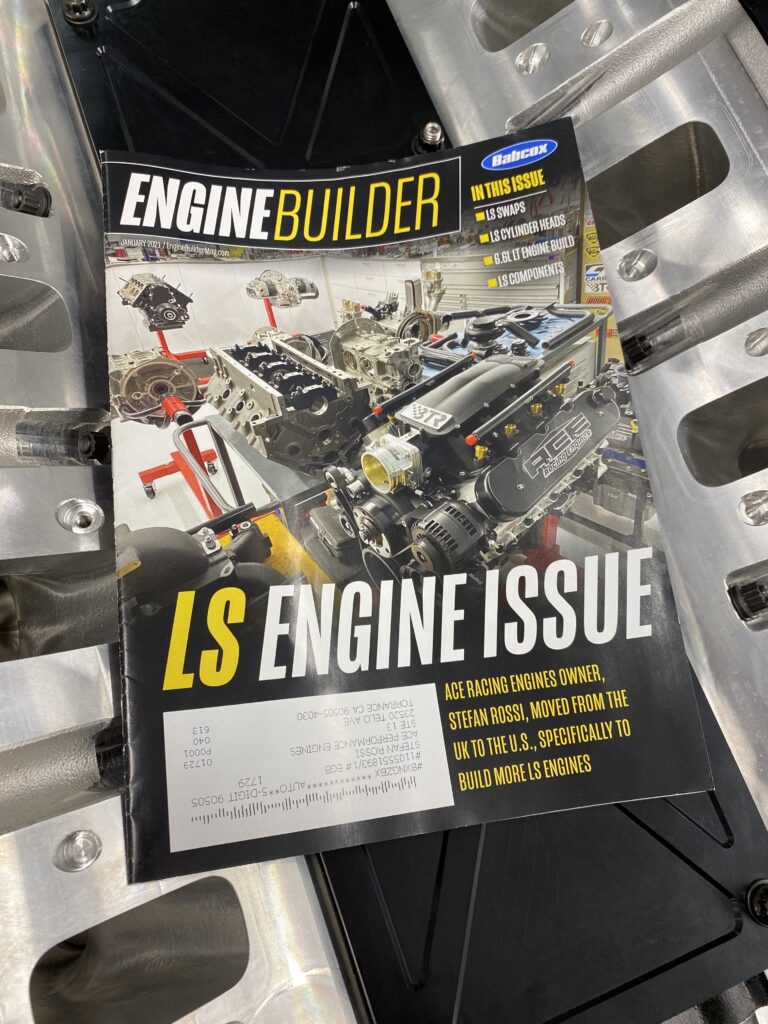 Engine Builder Magazine front cover ACE Racing Engines