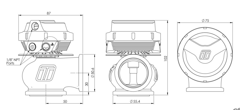 Technical Drawing _ Turbosmart 40mm Wastegate